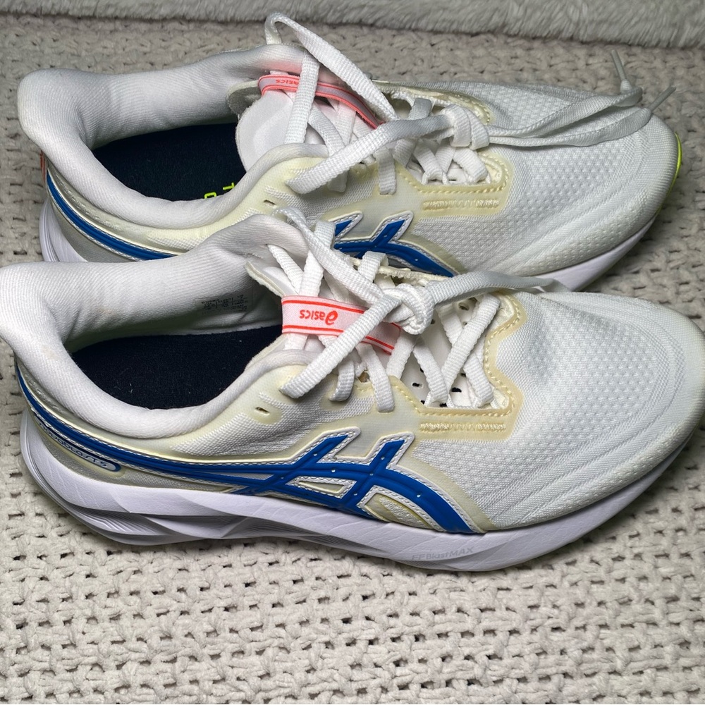 Asics Women's White and Blue Sneakers - Picture 7 of 10